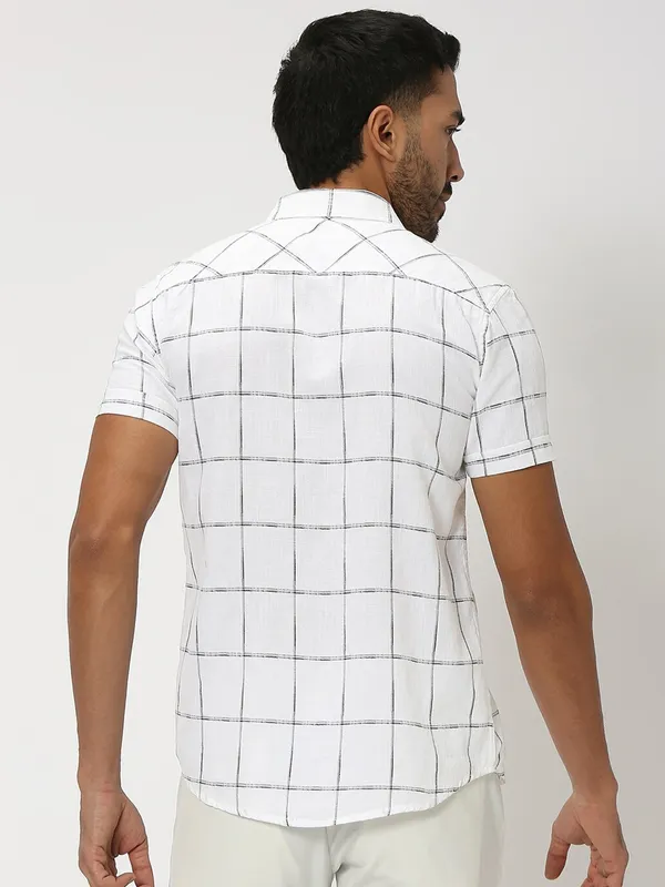 Mufti white checks shirt with half sleeve