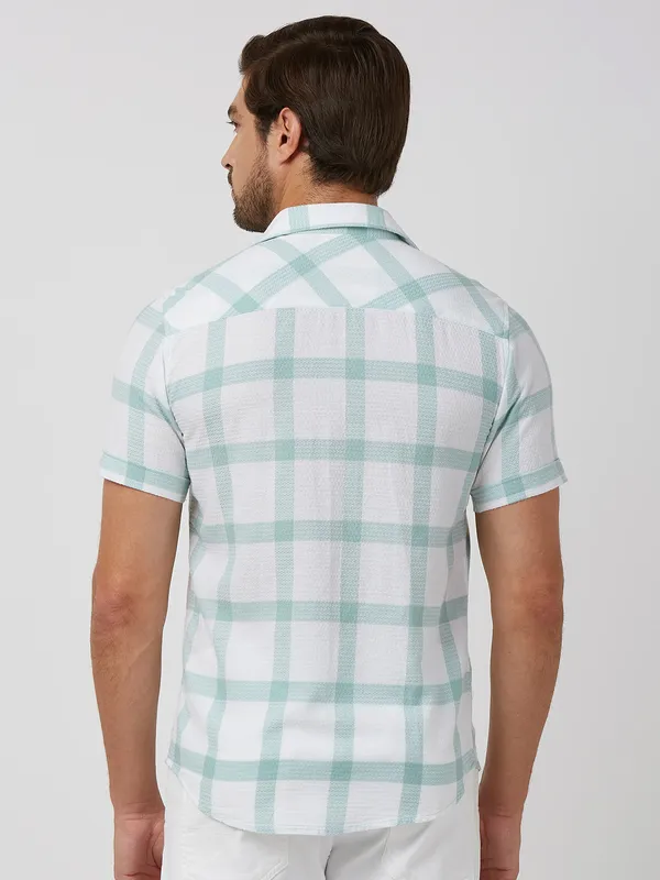 MUFTI white cotton checkered shirt