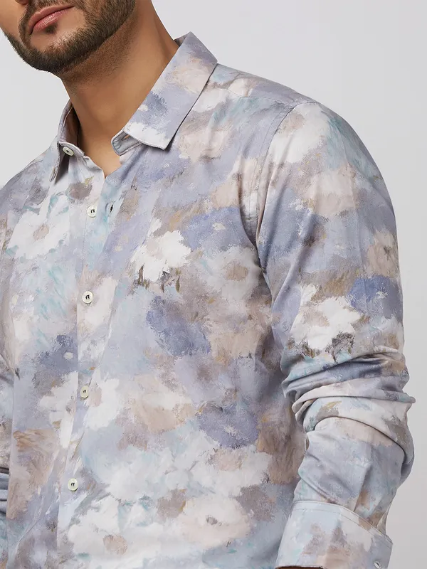 MUFTI white  printed casual cotton shirt