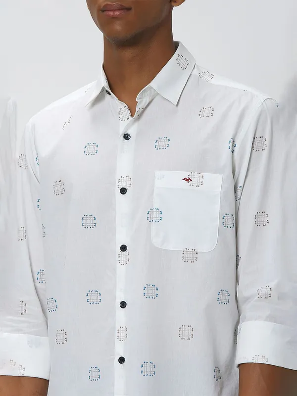 Mufti white slim fit casual cotton shirt
