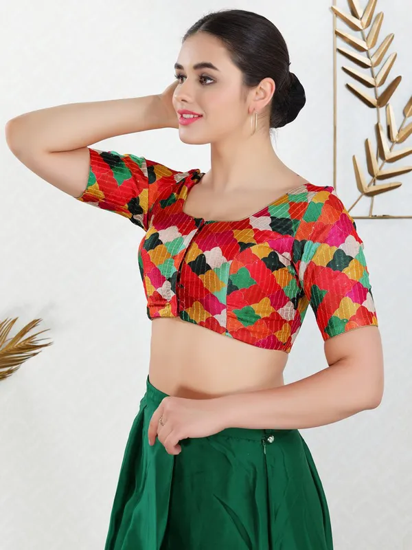 Multi color art silk blouse