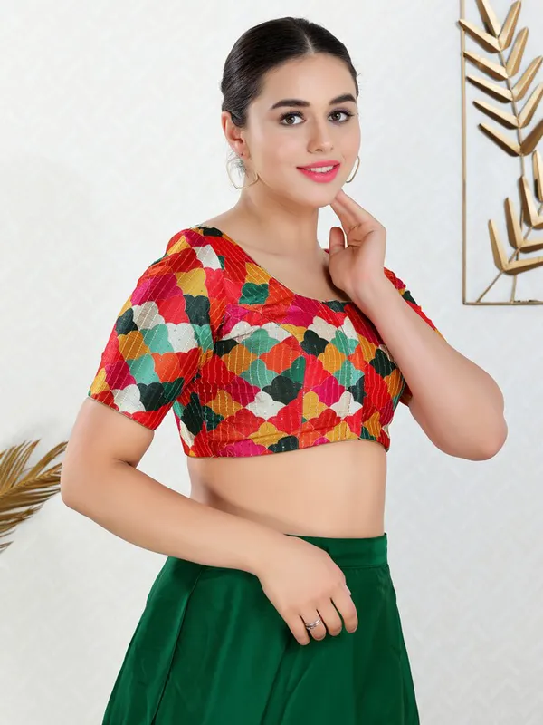 Multi color art silk blouse