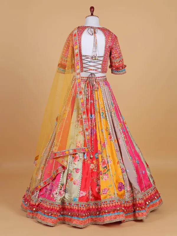 Multi color banarasi silk lehenga choli