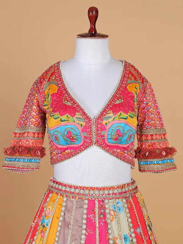 Multi color banarasi silk lehenga choli