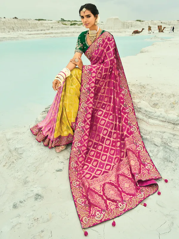 Multi color bandhej georgette saree