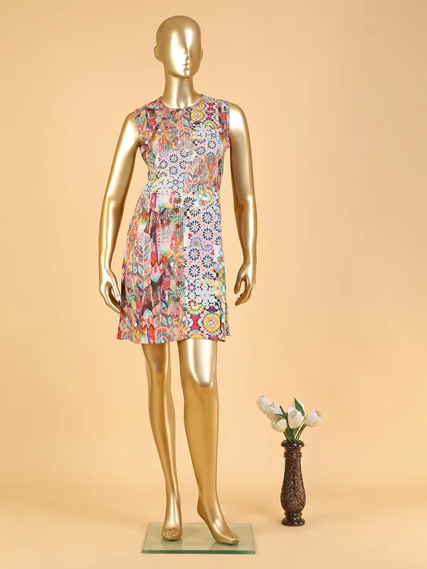 Multi color cotton printed jacket style kurti