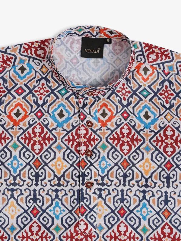 Multi color cotton printed kurta