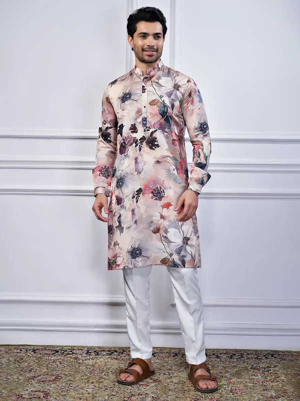 Multi color cotton printed kurta suit for festival