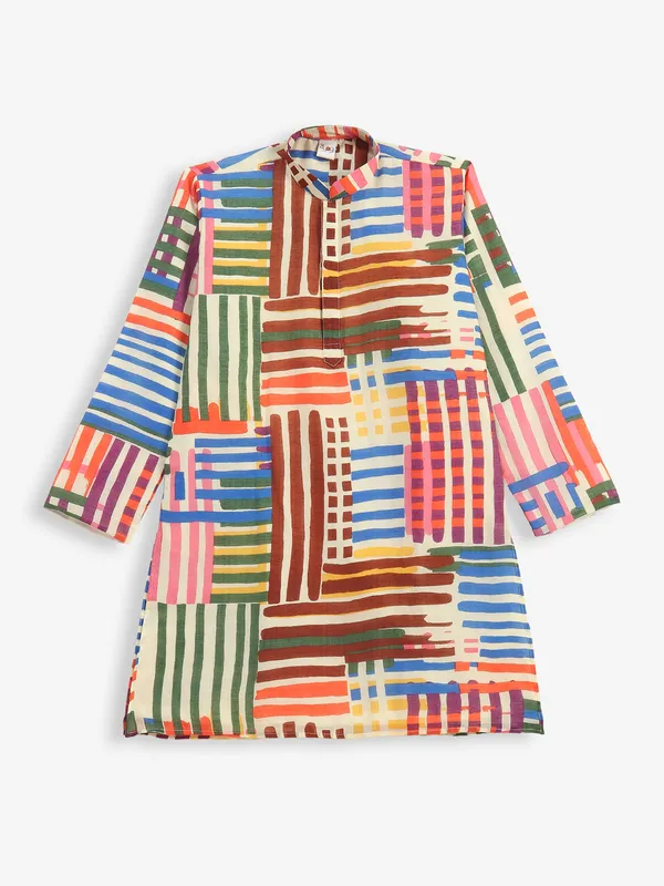 Multi color cotton silk kurta suit for boys
