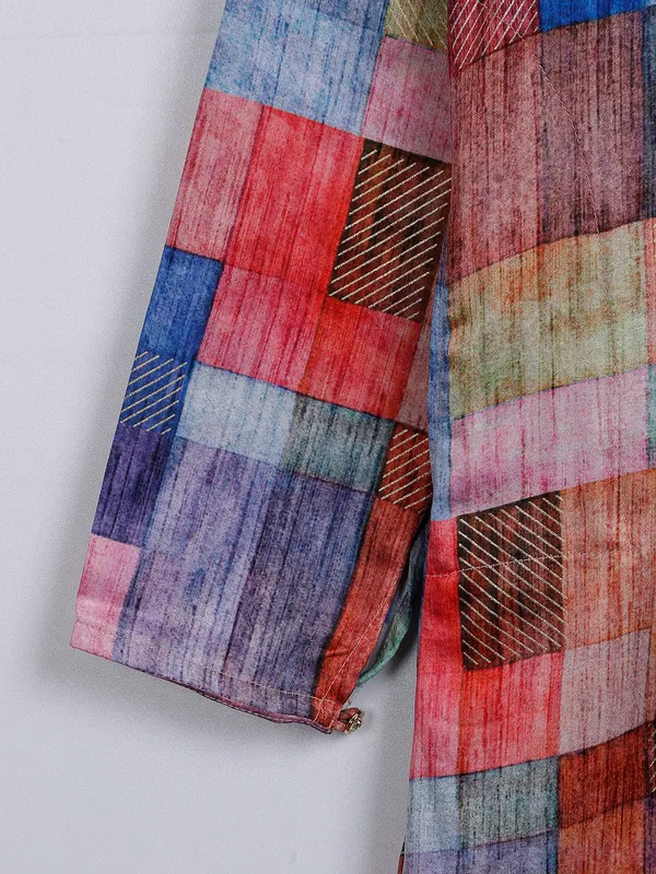 Multi color cotton silk kurta suit for festive