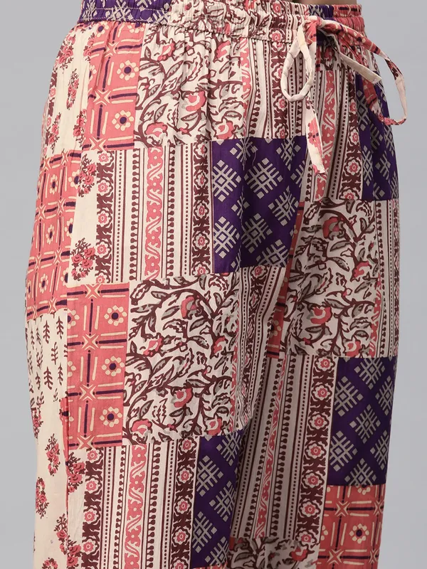 Multi color cotton silk kurti set with print