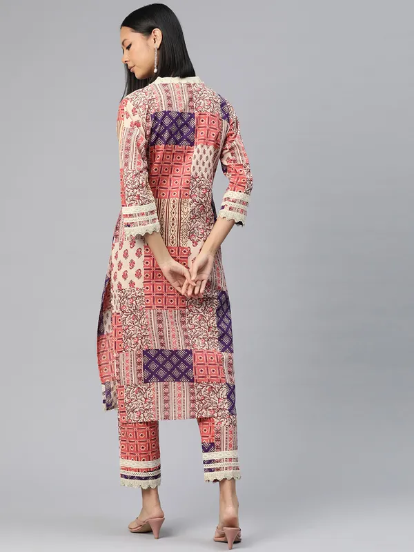 Multi color cotton silk kurti set with print