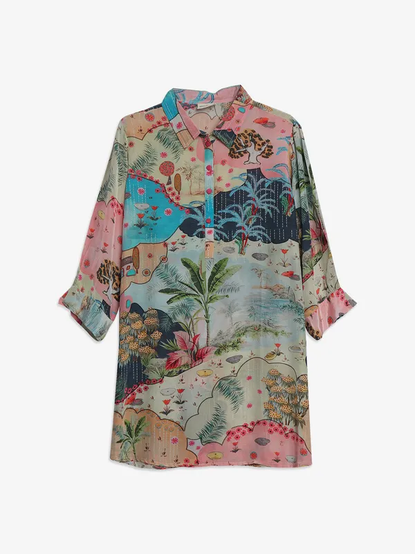 Multi color cotton tunic top