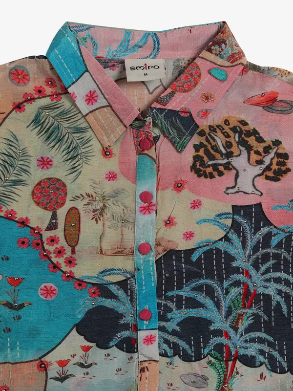Multi color cotton tunic top