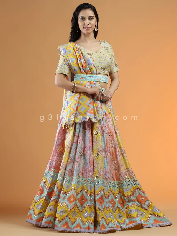 Multi color designer lehenga choli for wedding events