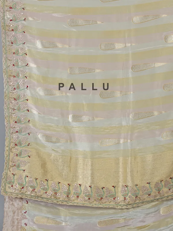 Multi color dola silk saree with zardosi work