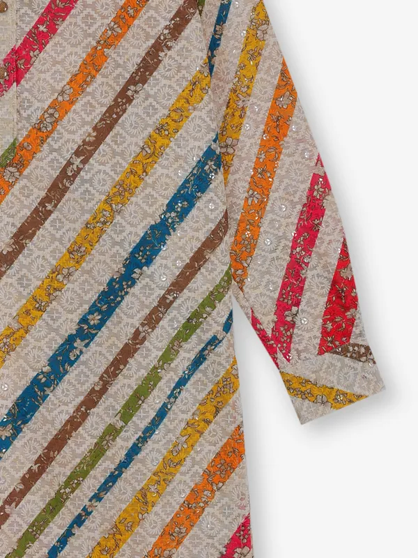 Multi color embroidery and sequins work kurta