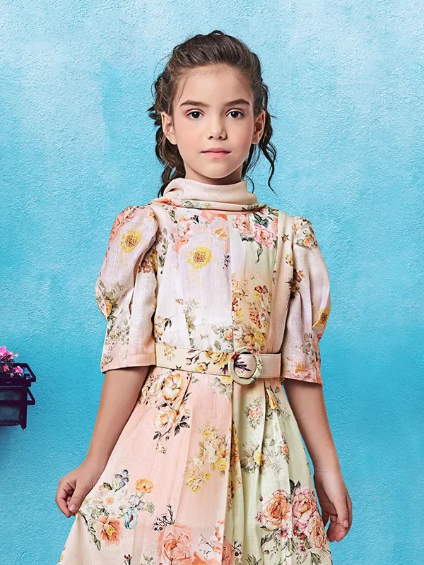 Multi color floral printed frock