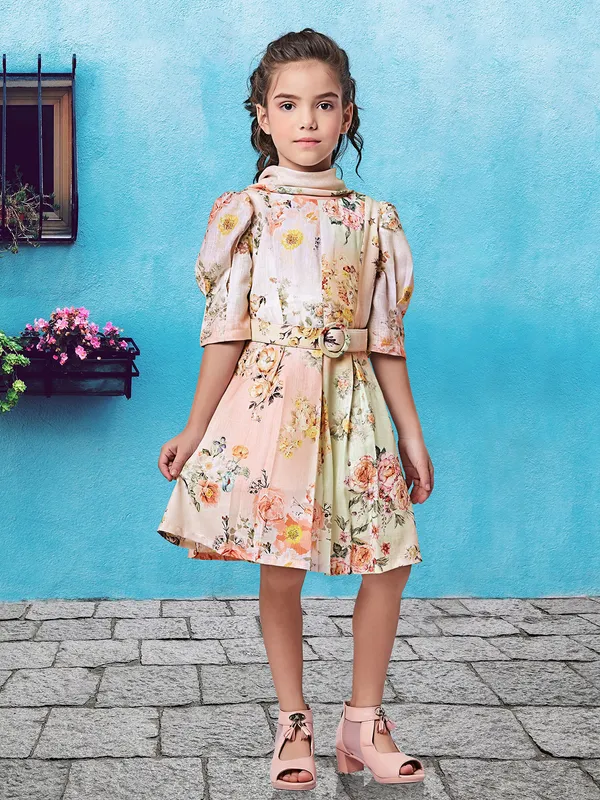 Multi color floral printed frock