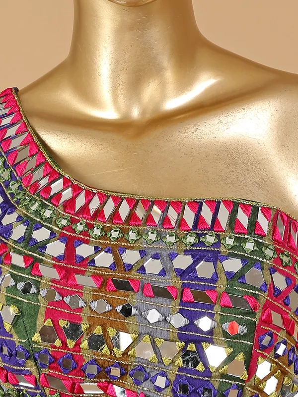 Multi color georgette crop top and palazzo