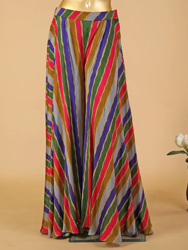 Multi color georgette crop top and palazzo