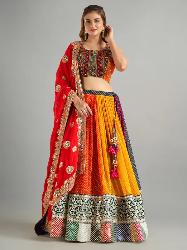 Multi color georgette leheriya chaniya choli