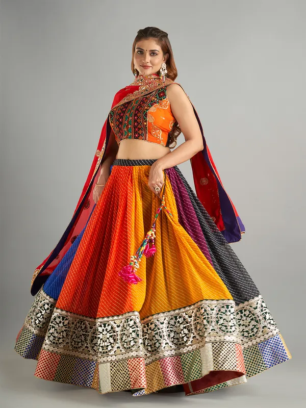 Multi color georgette leheriya chaniya choli