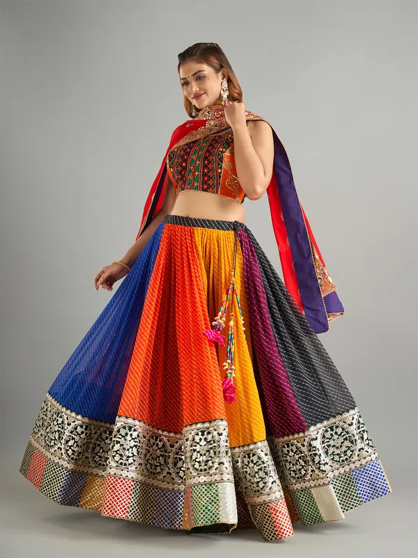 Multi color georgette leheriya chaniya choli
