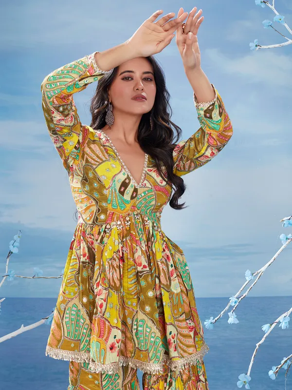 Multi color georgette sharara salwar suit