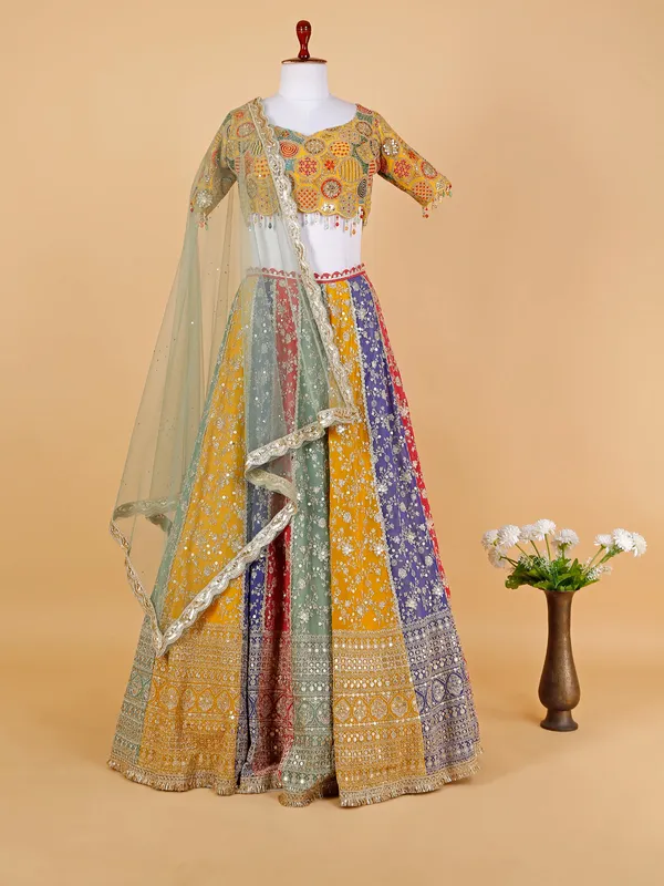 Multi color lehenga choli with dupatta