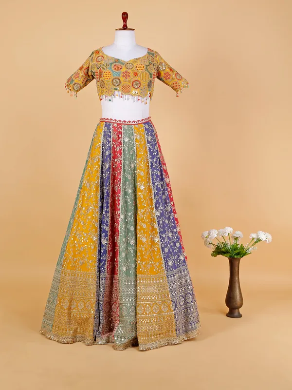 Multi color lehenga choli with dupatta