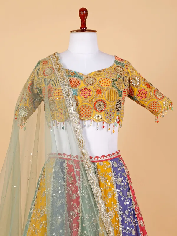 Multi color lehenga choli with dupatta