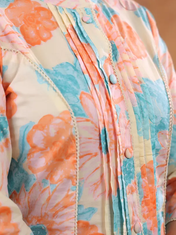 Multi color printed cotton kurti set