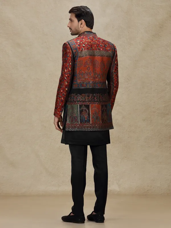 Multi color printed indo western with jackets for mens