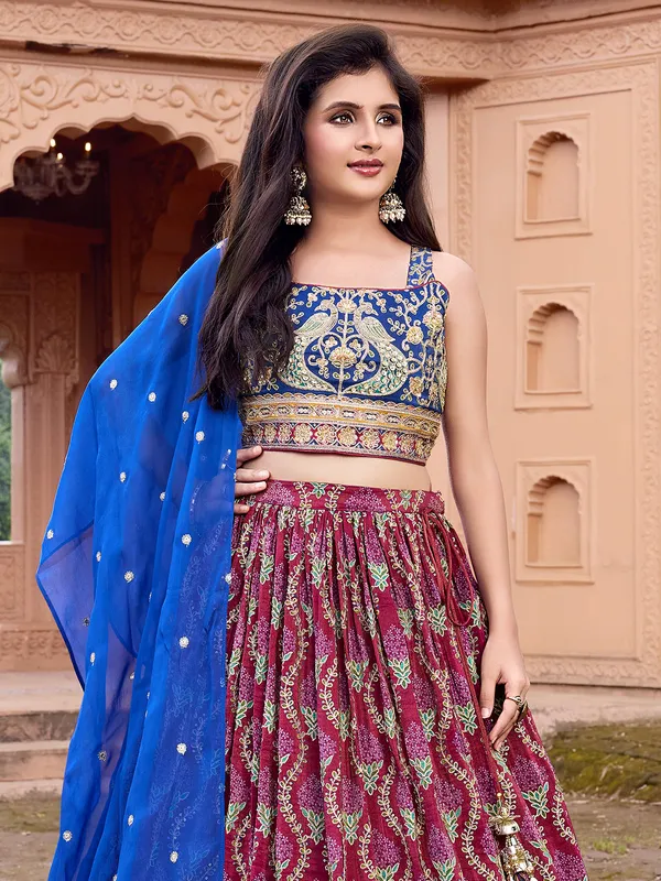 Multi color printed lehenga choli for girls