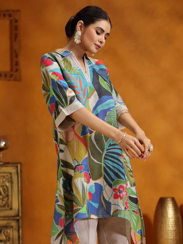 Multi color printed salwar suit for festive wear