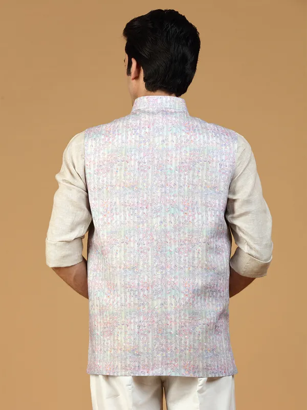 Multi color silk festive look waistcoat