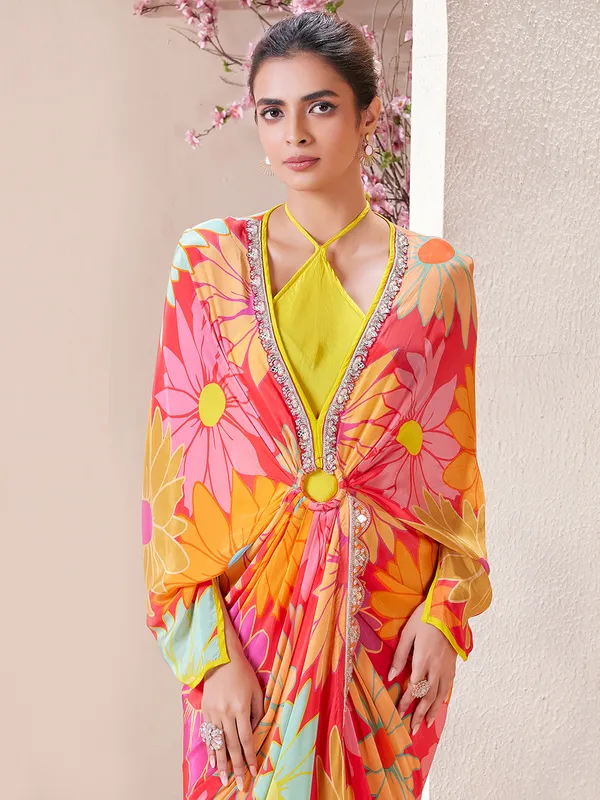 Multi color silk indowestern for party wear