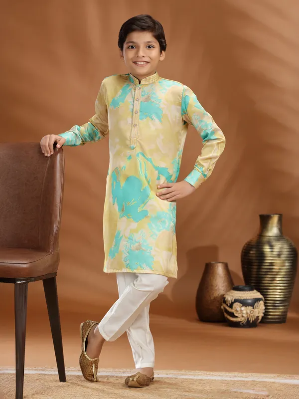 Multi color silk kurta suit for festive