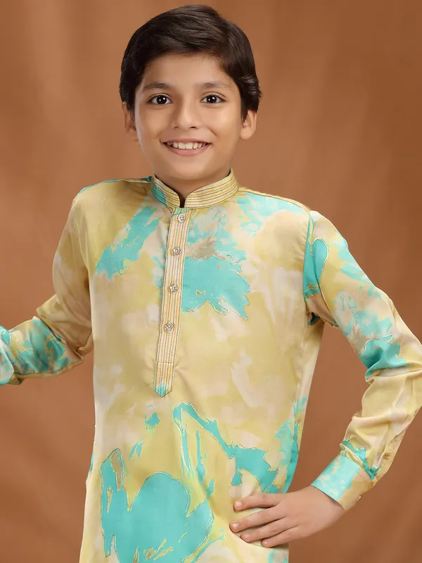 Multi color silk kurta suit for festive