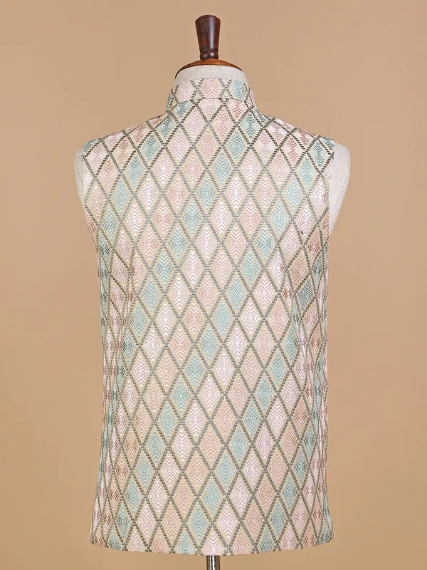 Multi color silk waistcoat with embroidery