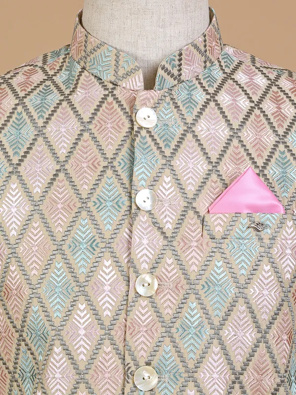 Multi color silk waistcoat with embroidery