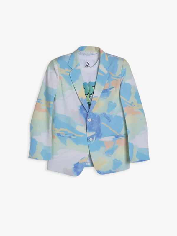 Multi color terry rayon printed blazer