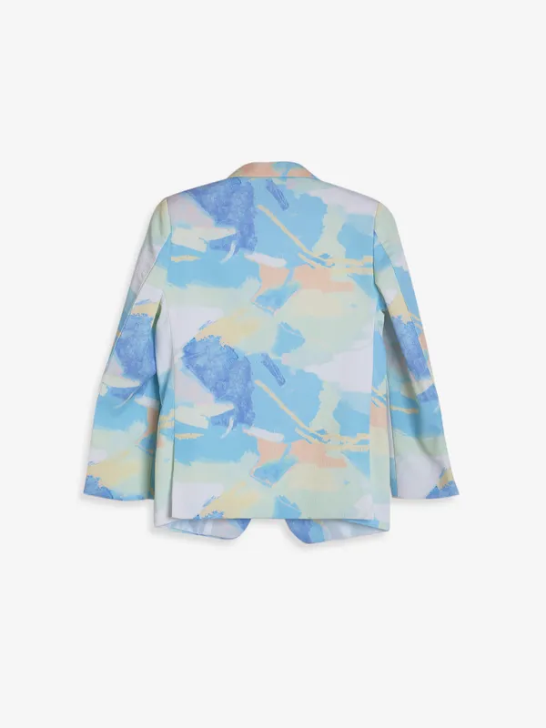 Multi color terry rayon printed blazer