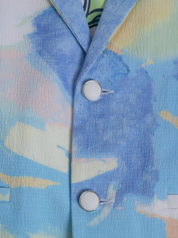 Multi color terry rayon printed blazer