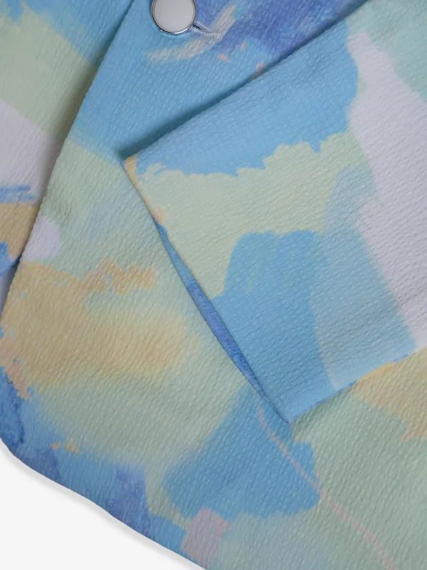 Multi color terry rayon printed blazer