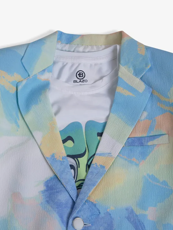 Multi color terry rayon printed blazer