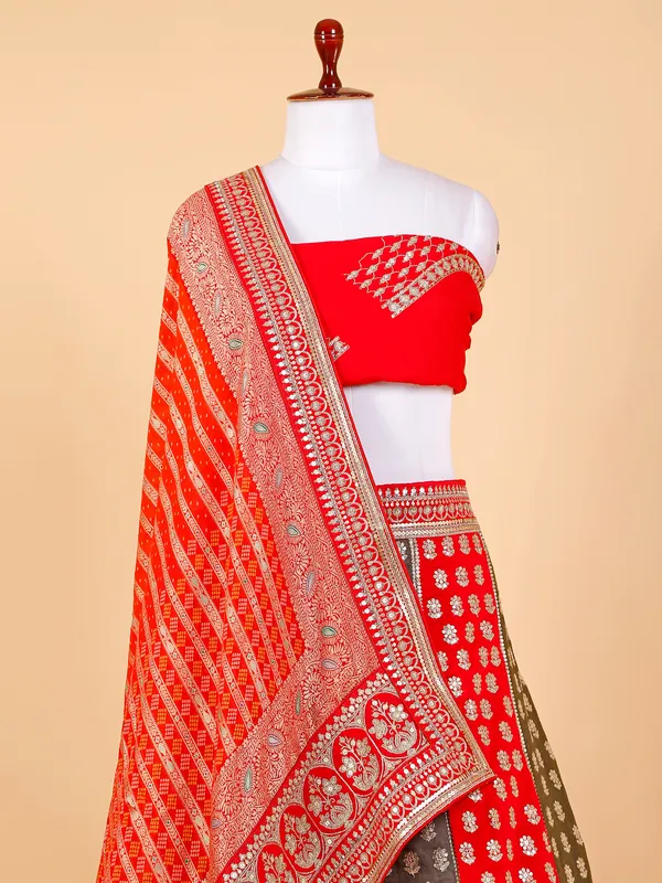 Multi color unstitched lehenga choli in raw silk