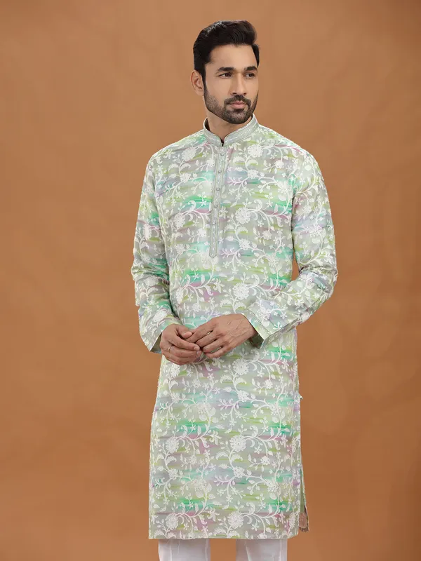 Multi color viscose kurta suit with detailing