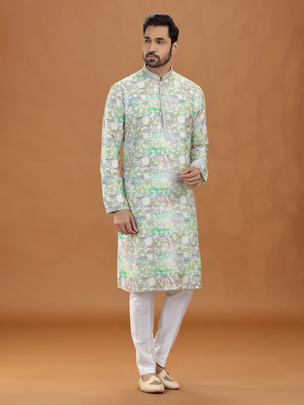 Multi color viscose kurta suit with detailing